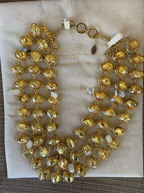 Amrita Singh Gold Multi-Row Statement BIB Necklace DOUBLE SIDED